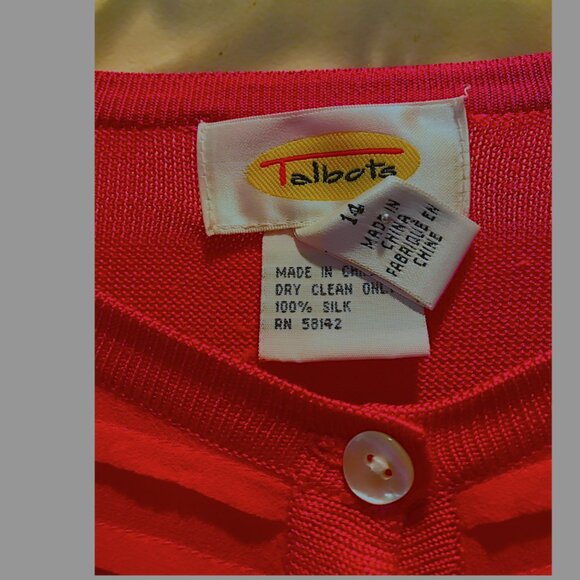 Talbots dress -  Fuschia silk  sleeveless dress + matching cardigan, size 14 - Picture 9 of 9